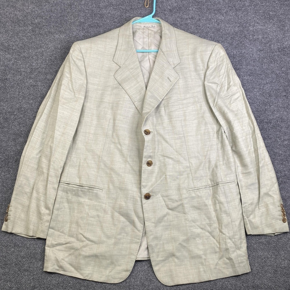Belvest Blazer Mens 56 Gray Cashmere Plaid Sport Coat Made Italy Hand Tailored